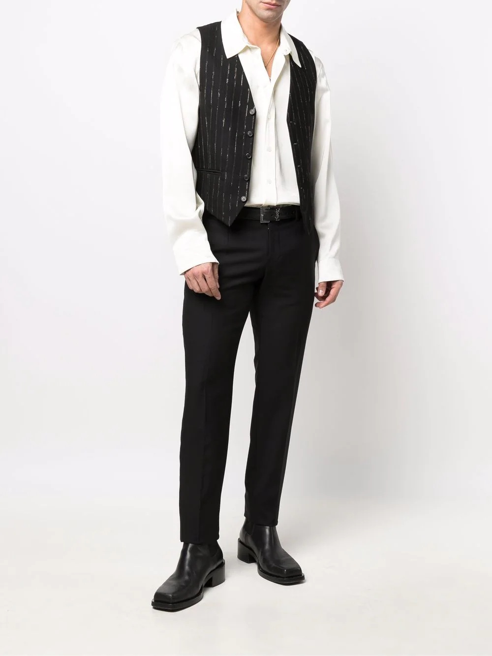 fitted pinstripe vest - 2