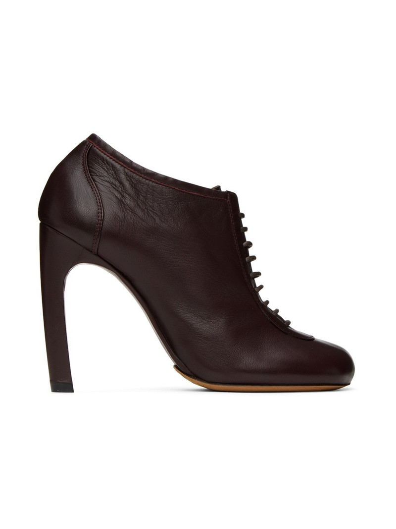 Burgundy Lace-Up Low Ankle Heels 1
