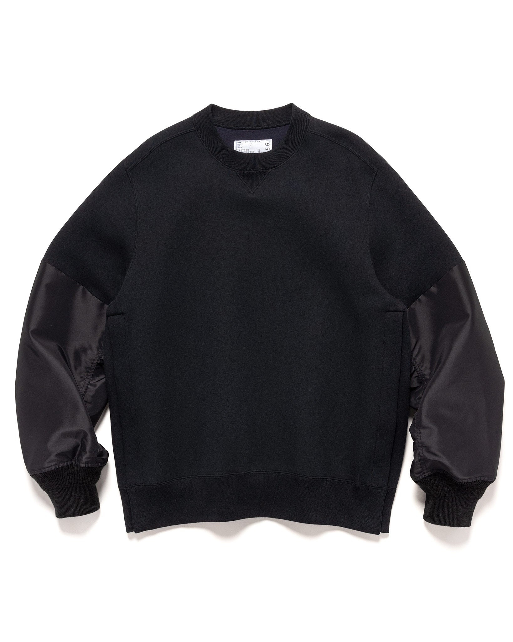 Nylon Twill x Sponge Sweat Pullover Black - 1