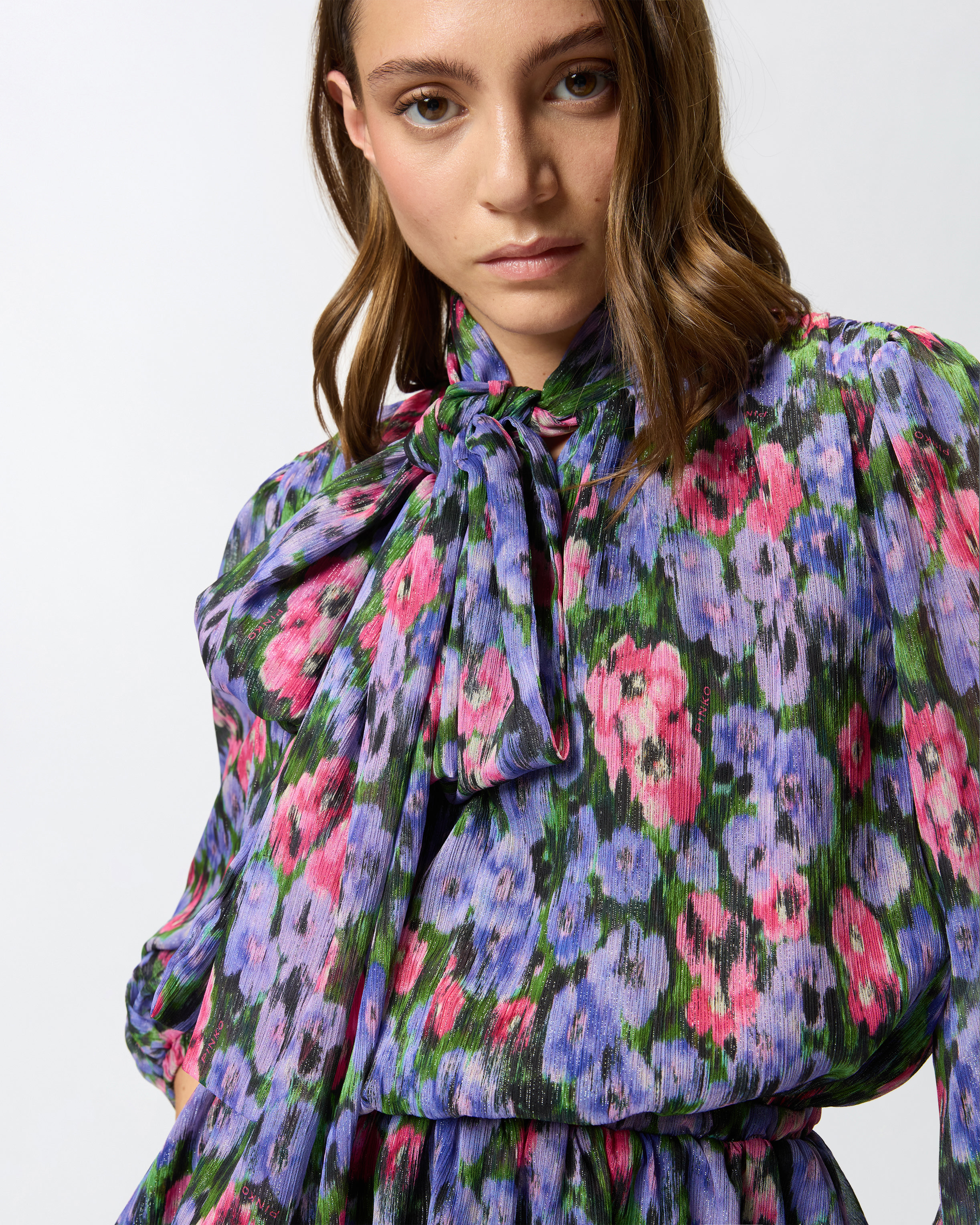 FLORAL MINI DRESS WITH SASH - 5