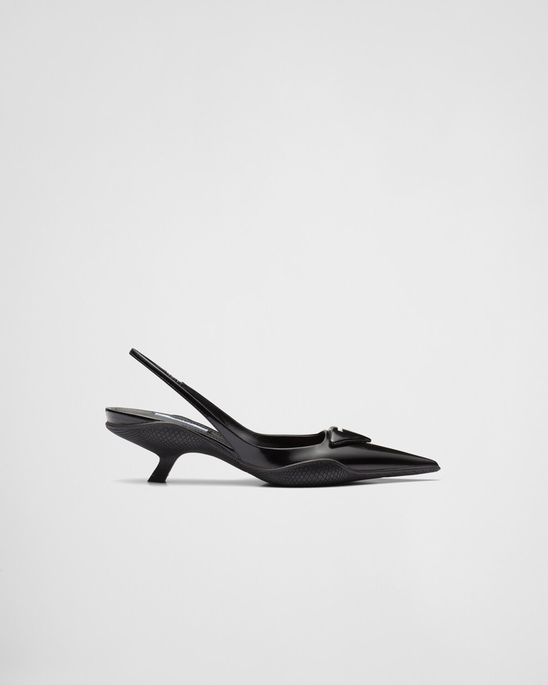 Brushed leather slingback pumps - 1