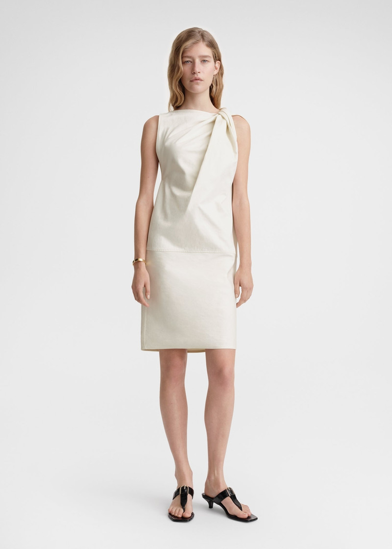 Totême Shoulder-twist dress ecru outlook