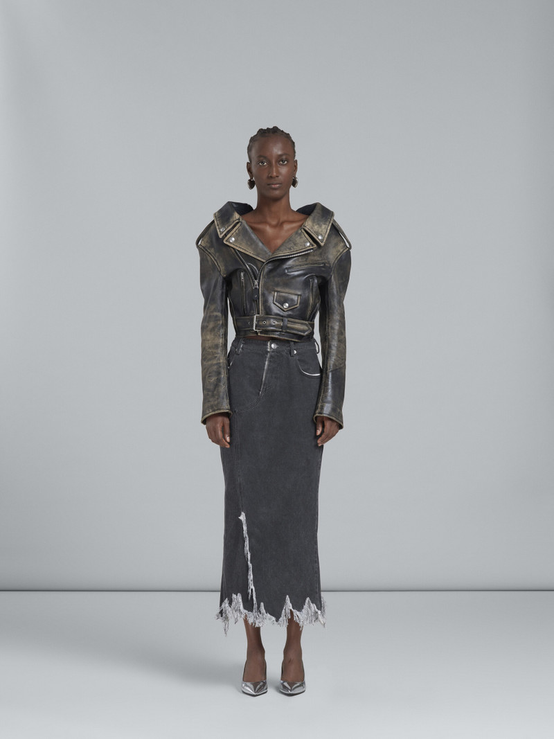 Marni GREY DENIM SKIRT WITH FRAYED HEM outlook