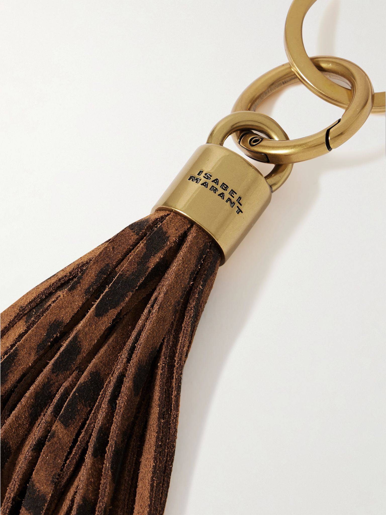 Tasseled leopard-print suede keychain Leopard print - 3