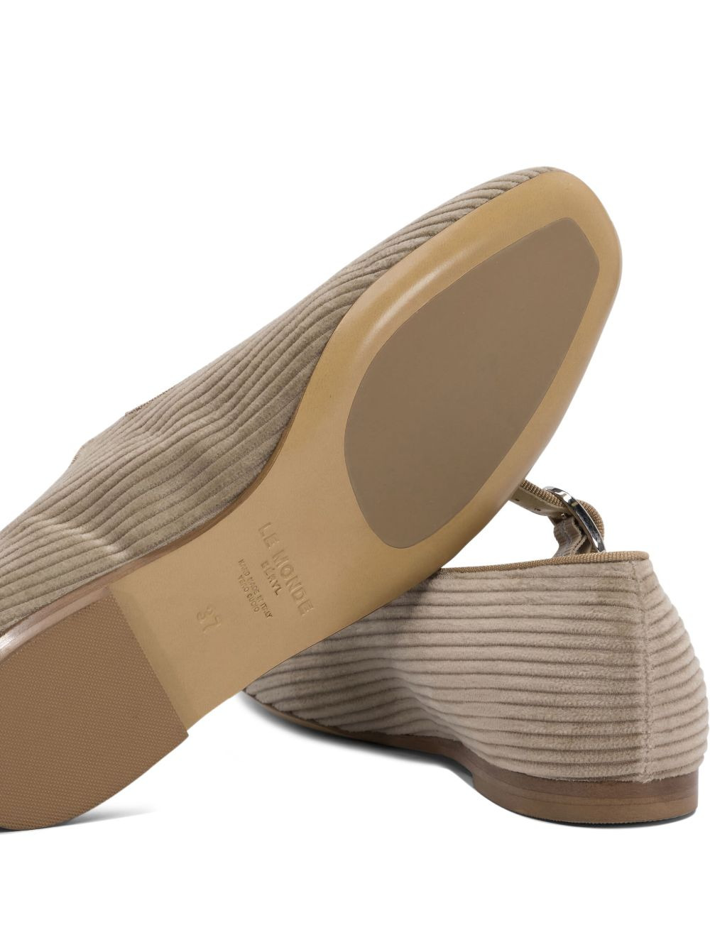 corduroy buckle ballet flats - 5