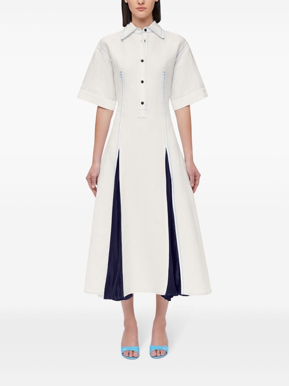 satin-inlay shirtdress - 2