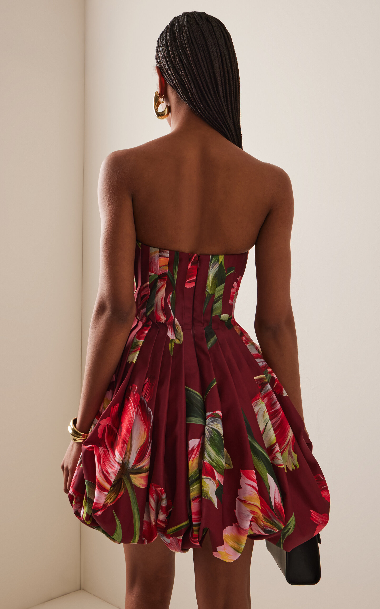Pleated Floral Mini Dress red - 4
