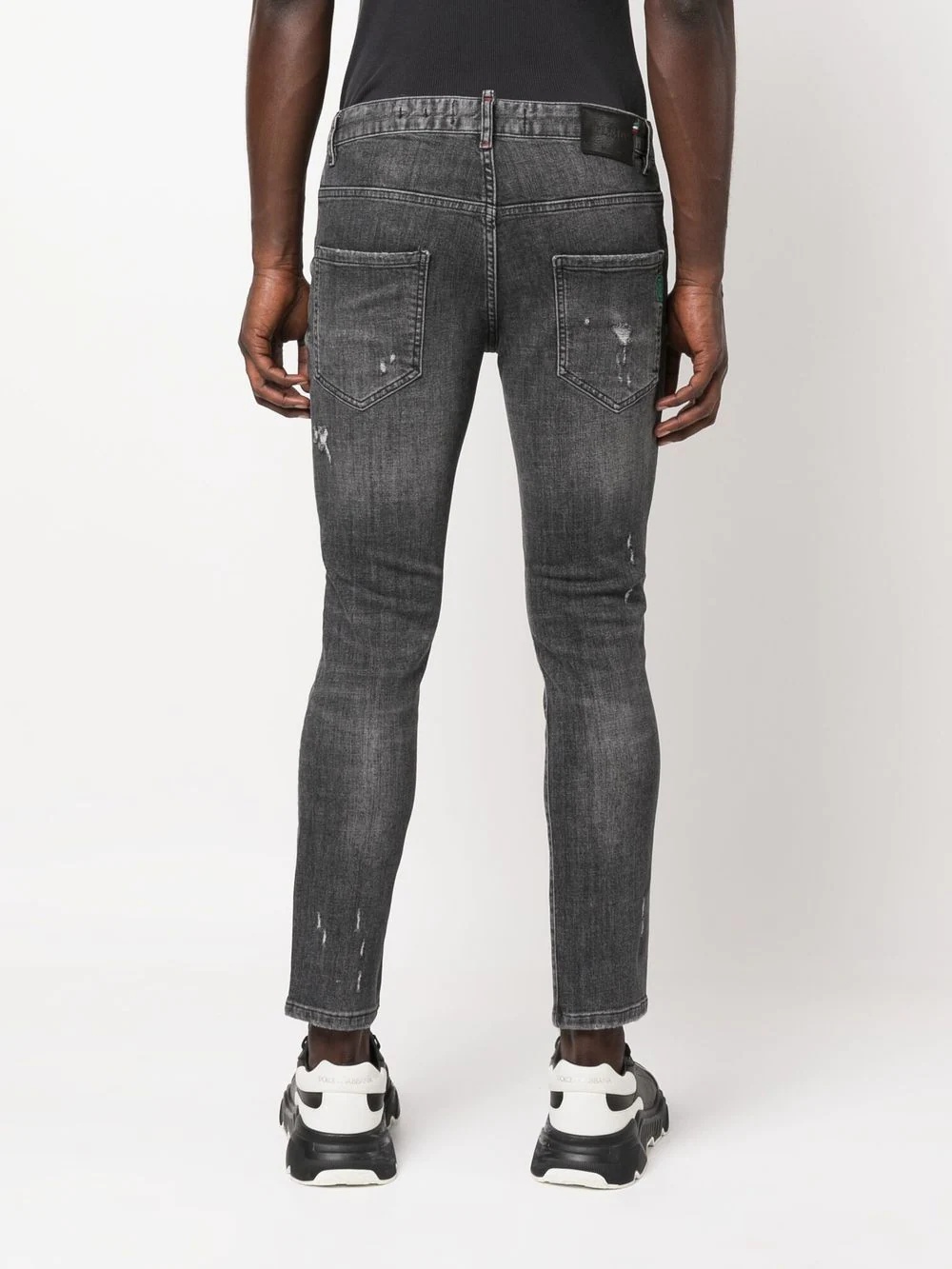 distressed straight-leg denim trousers - 4