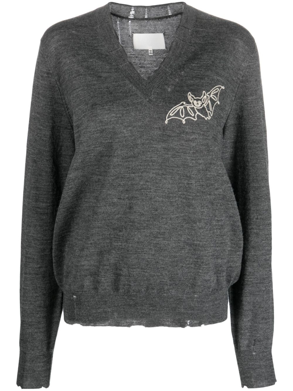 bat-print wool jumper - 1