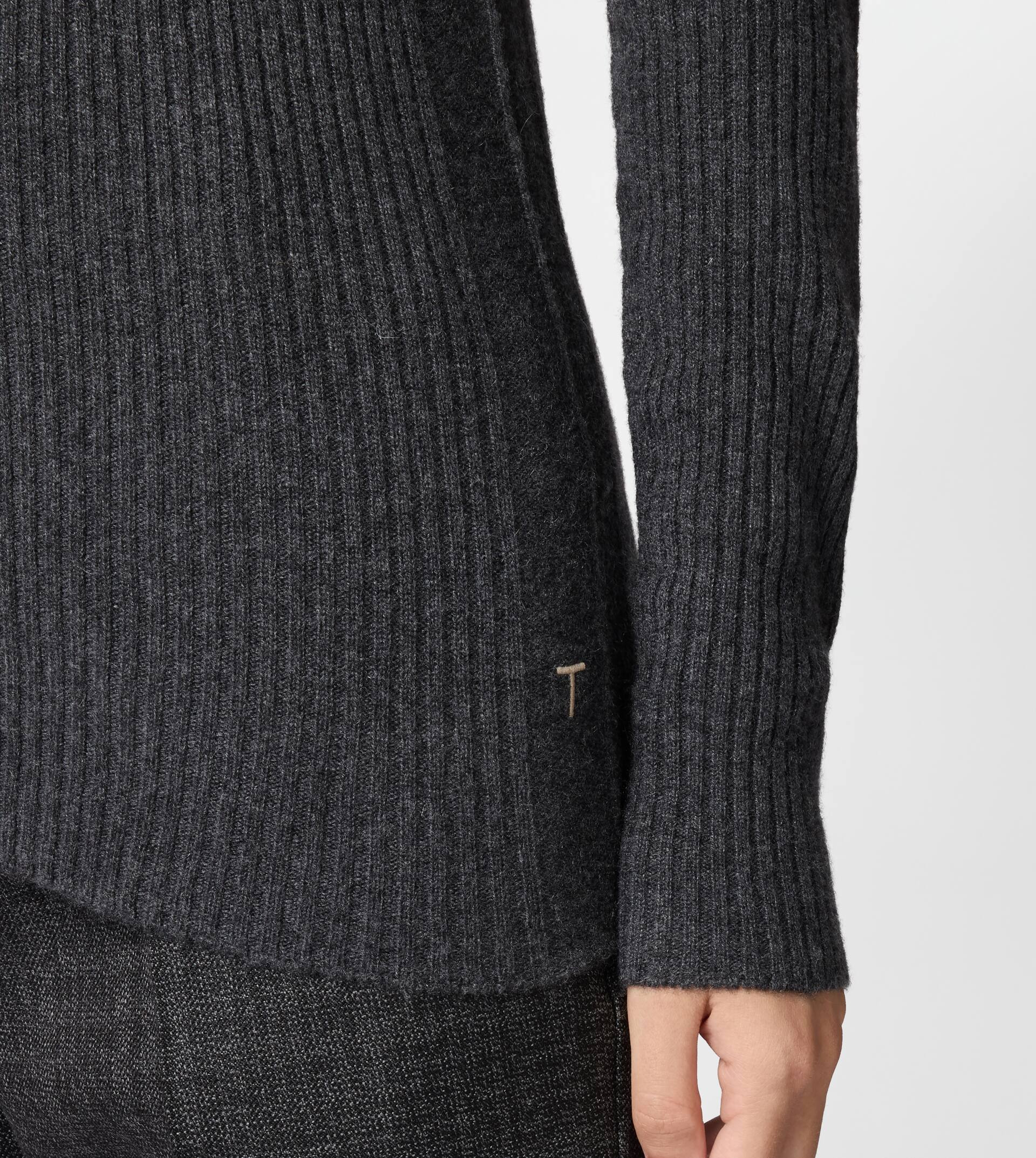 PULLOVER IN CASHMERE - GREY - 5