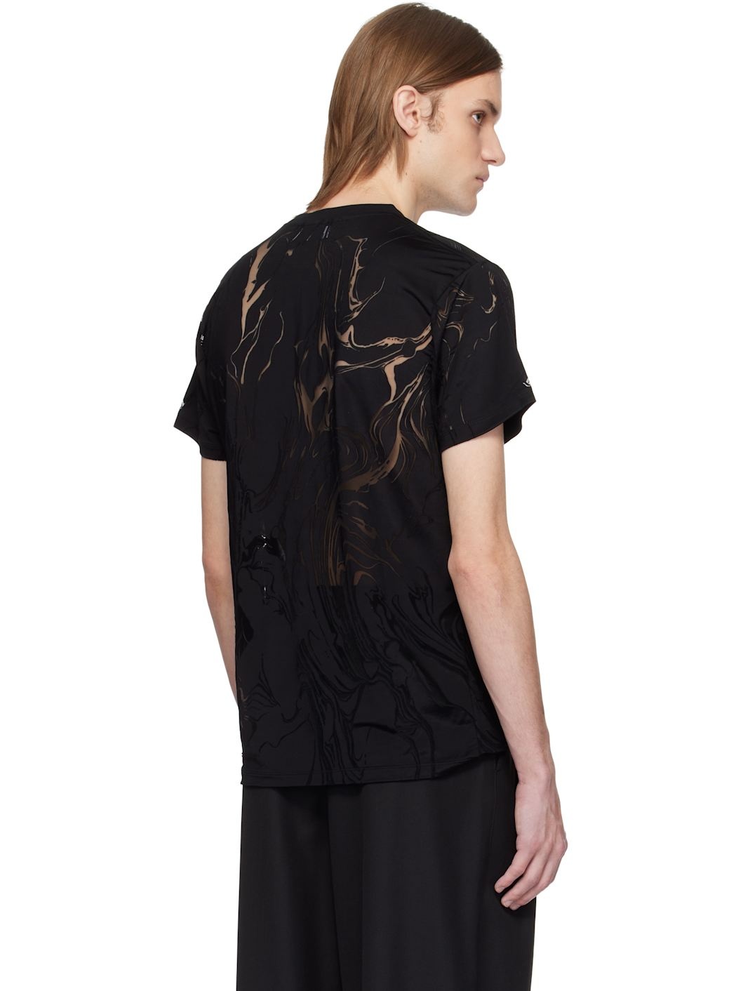 Black Marbled Jersey T-shirt - 3