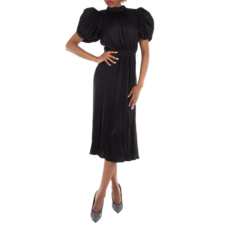 Rotate Ladies Black Puff Sleeve Midi Dress - 4