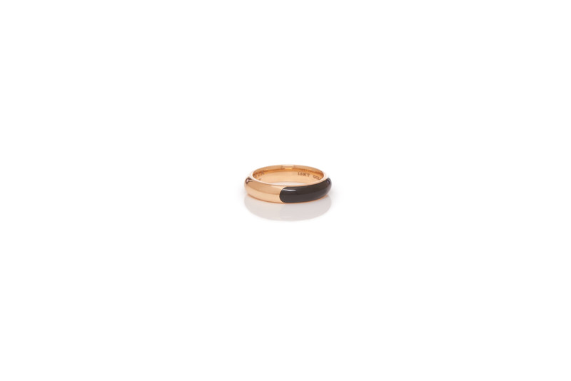 GABRIELA HEARST Vitreous Black Enamel & 18K Gold Ring outlook