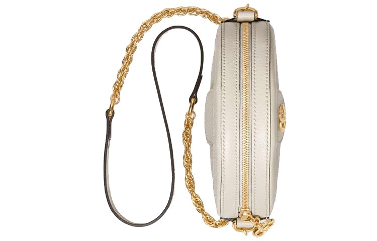 (WMNS) Gucci Ophidia Gold Logo Stripe Webbing Leather Chain Shoulder Messenger Bag Mini White 550618 - 5