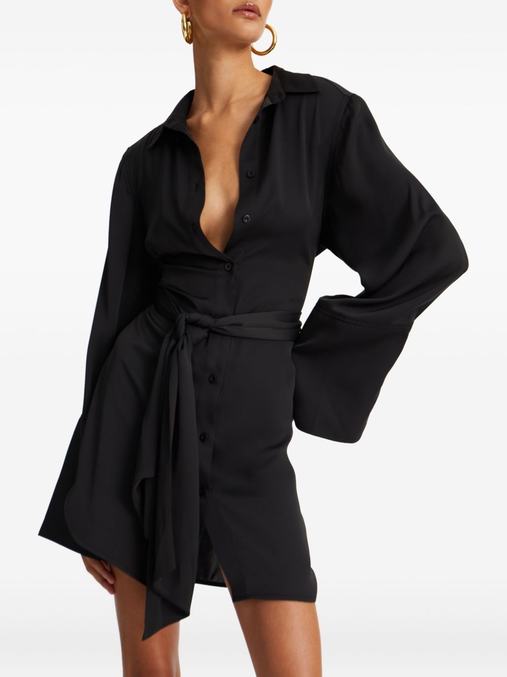 tie-waist mini shirt dress - 4