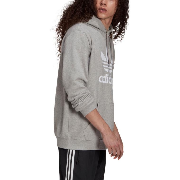 adidas originals Logo Adicolor Classics Trefoil Hoodie 'Medium Grey Heather White' H06669 - 4