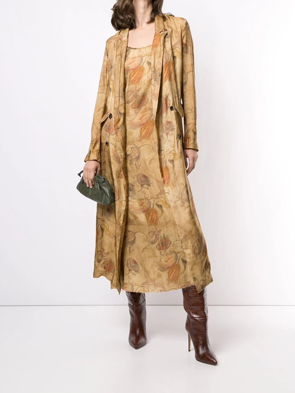 floral-print trench coat - 2