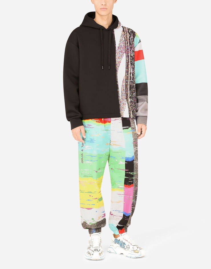 Nylon jogging pants with multi-colored glitch print - 6