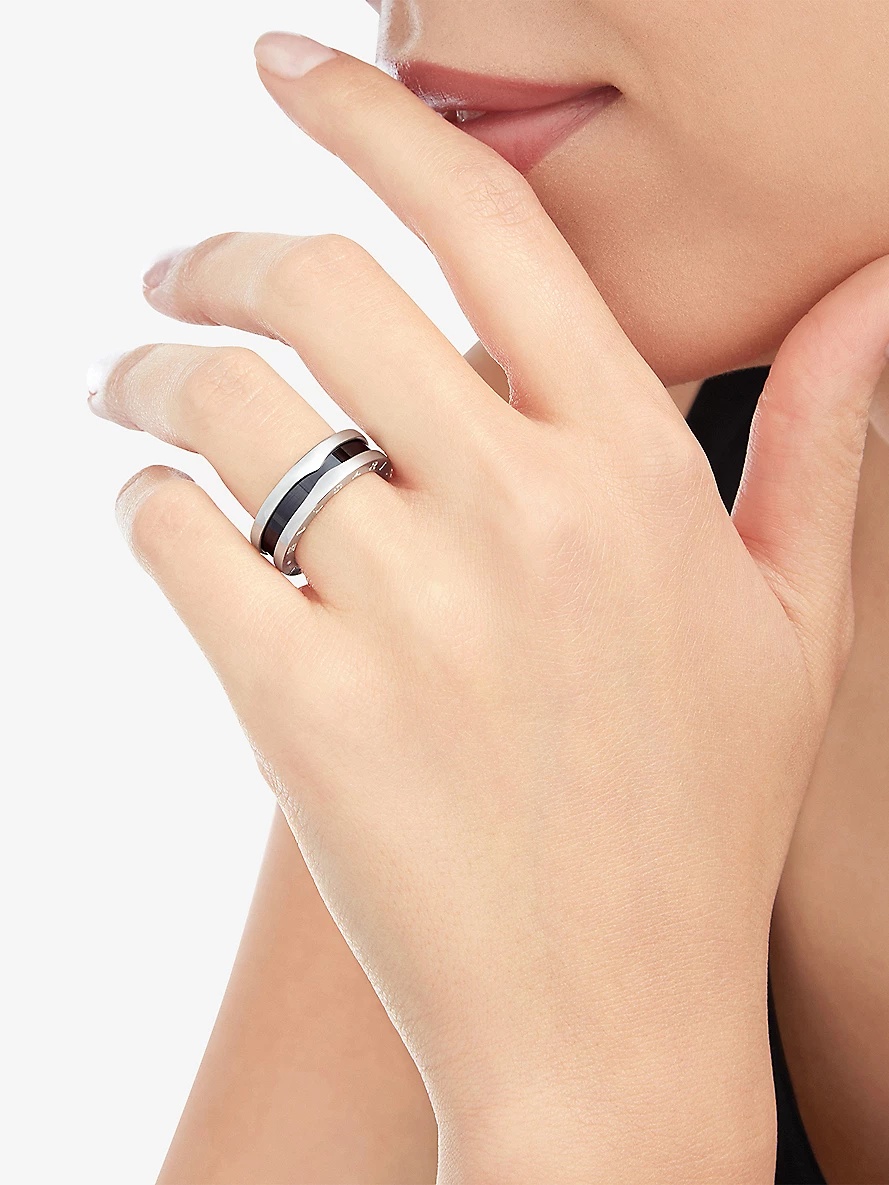 Save the Children sterling silver and black ceramic one-band ring - 6