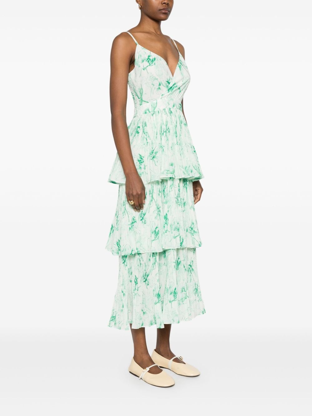 patterned ruffled maxi dres - 3