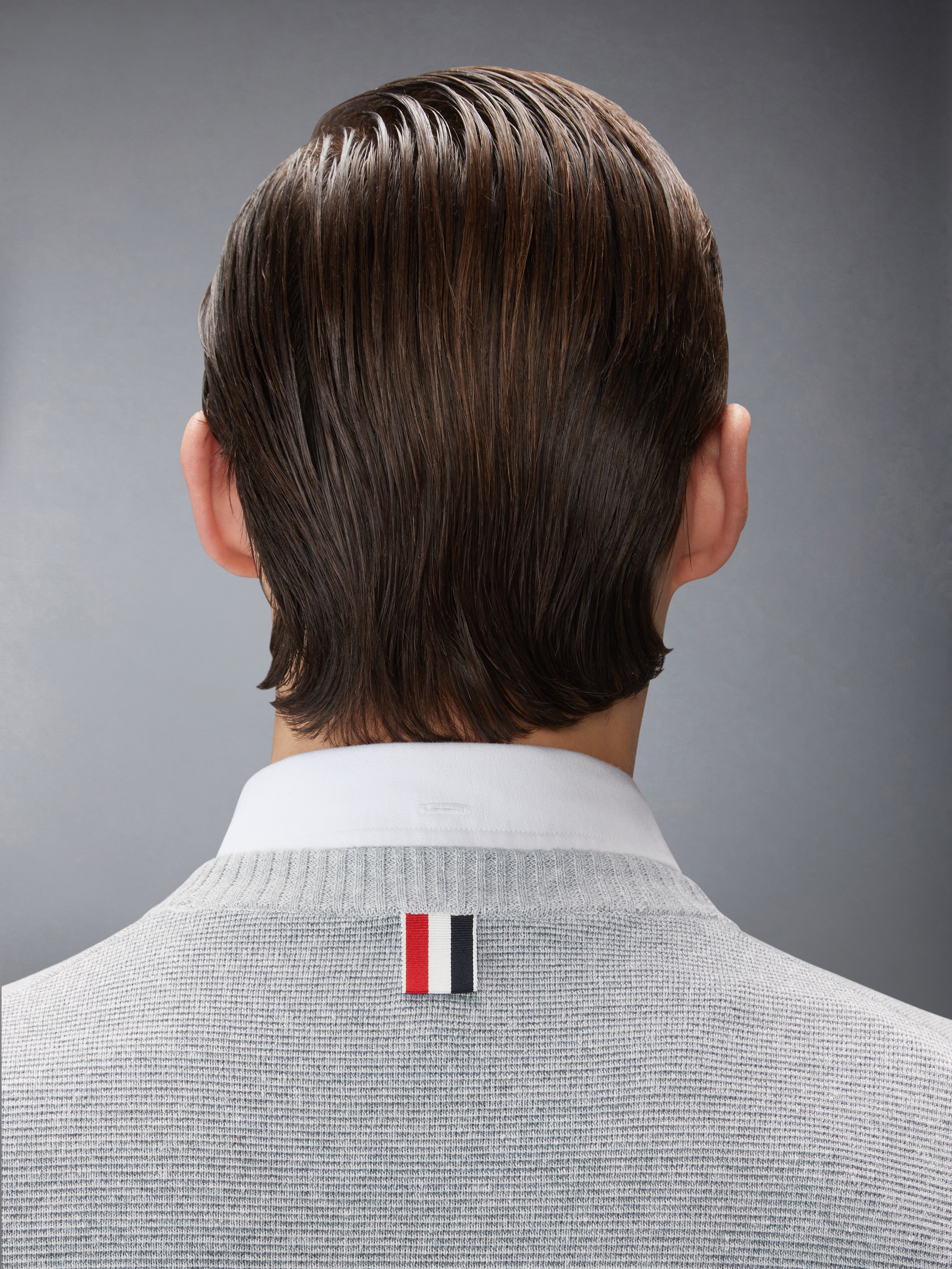 TEXTURED STRIPED STITCH 4-BAR RELAXED FIT V NECK PULLOVER - 5