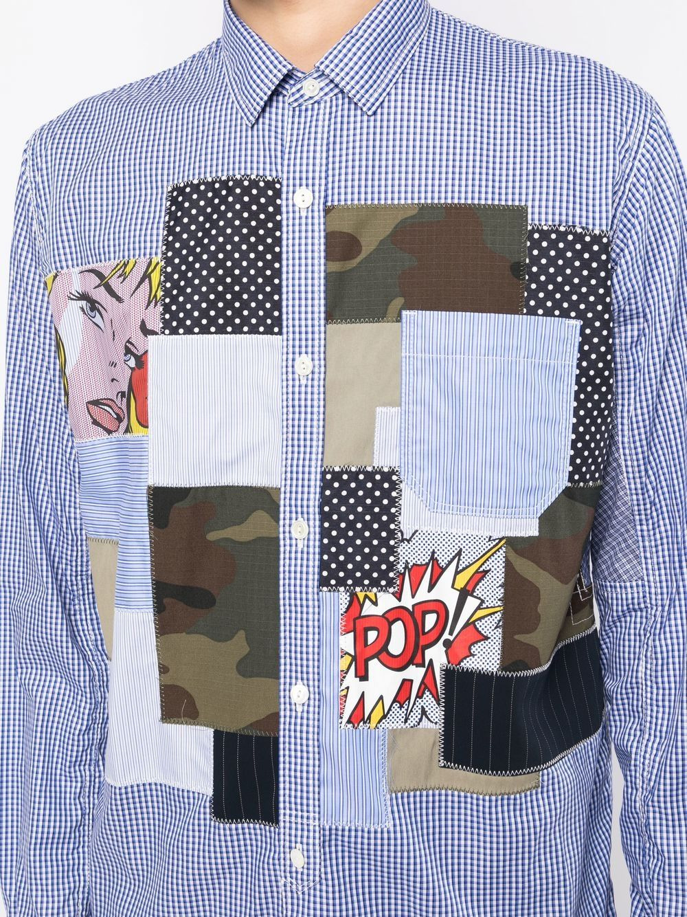 checked pop art patchwork shirt - 5