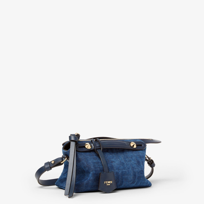 By The Way Soft Mini Blue FF denim flocked mini-bag 4