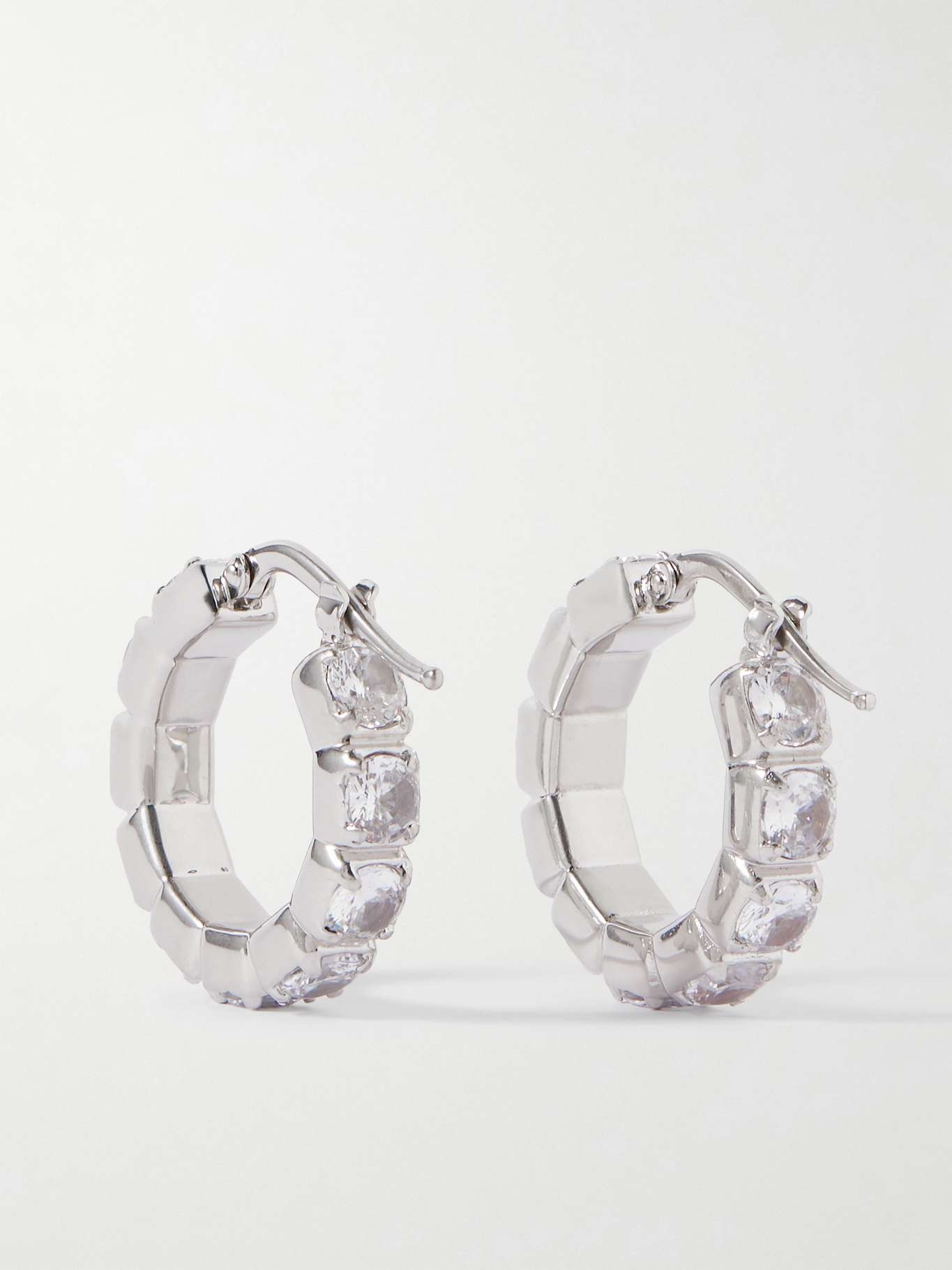 Silver-tone crystal hoop earrings - 3