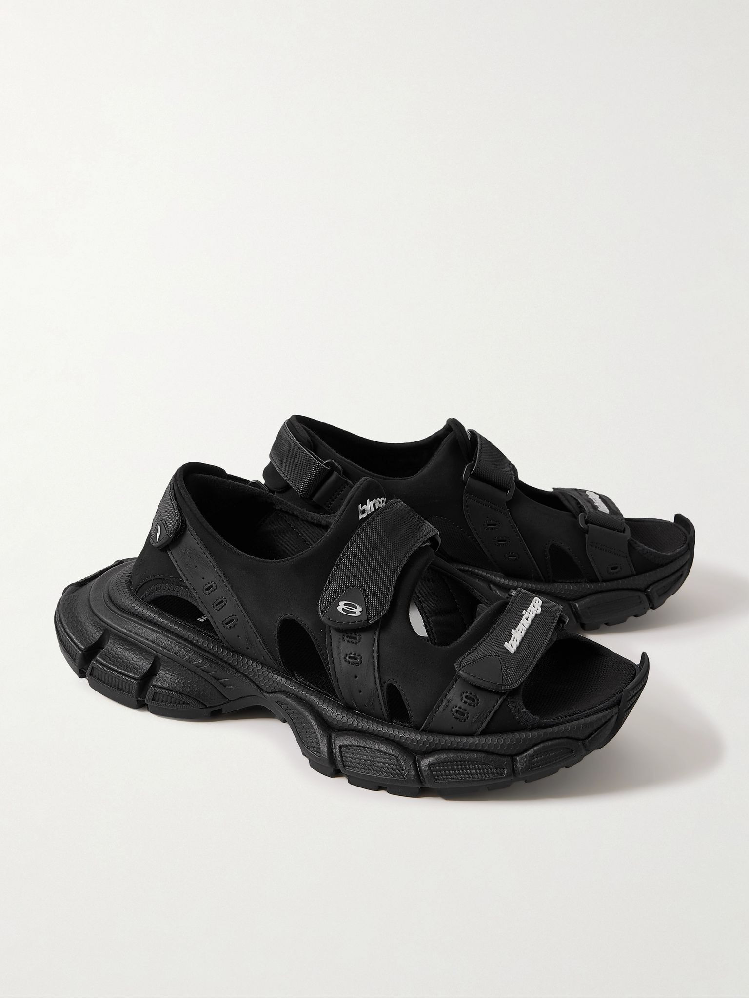 3XL Logo-Appliquéd Faux Leather and Canvas-Trimmed Scuba Sandals Black - 4