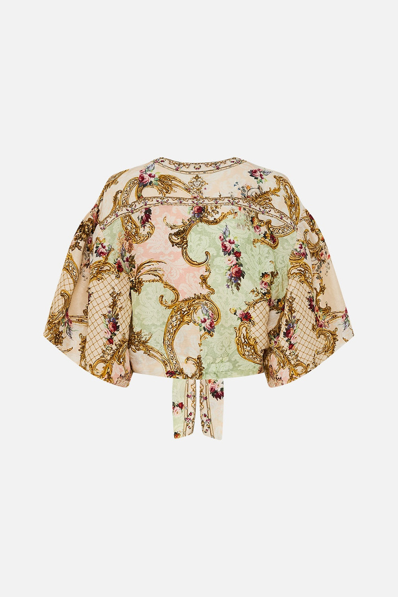 TIE FRONT PUFF SLEEVE TOP 7