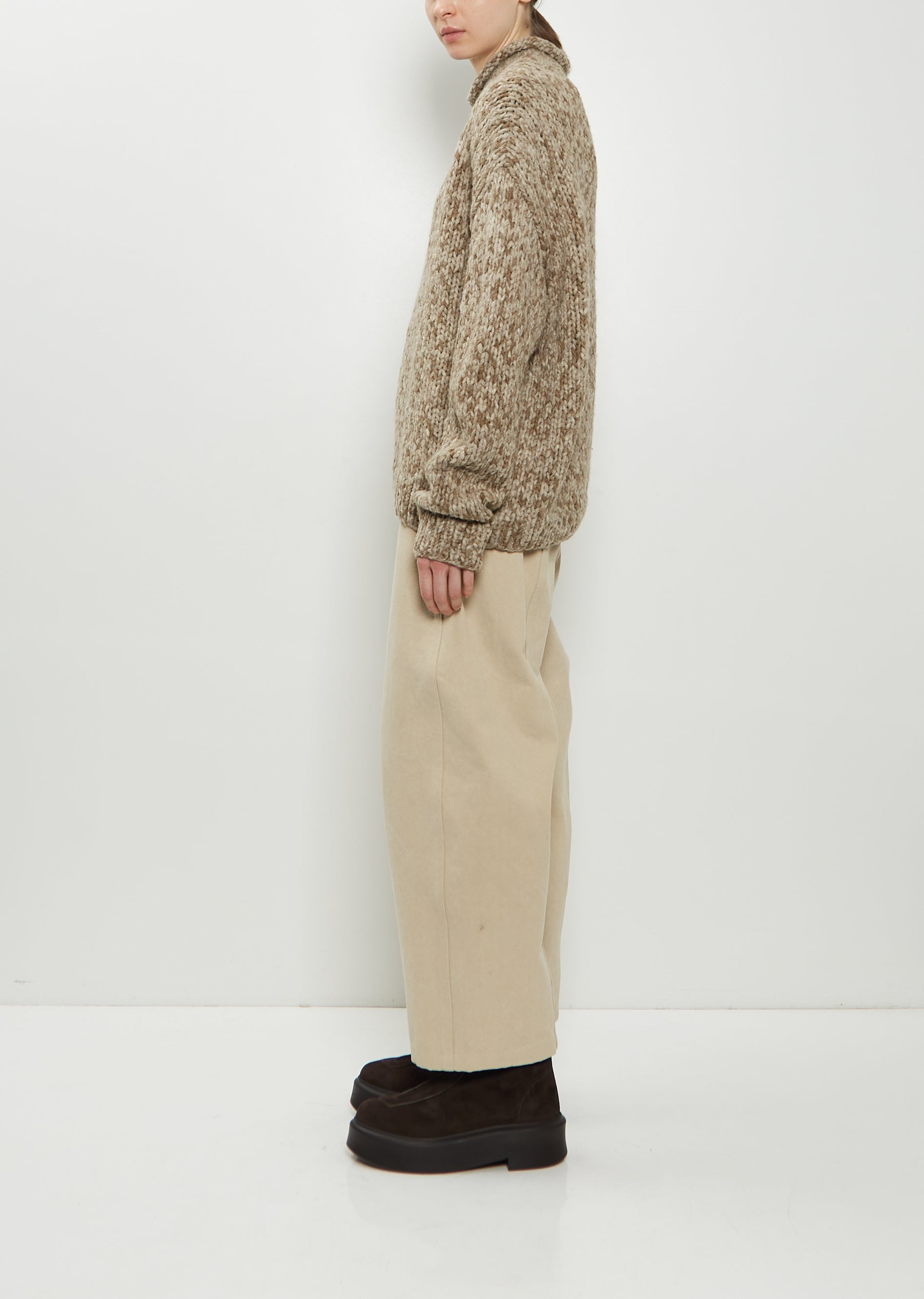 Hand-Knit Alpaca Merino Wool Sweater — Tobacco Paint - 2