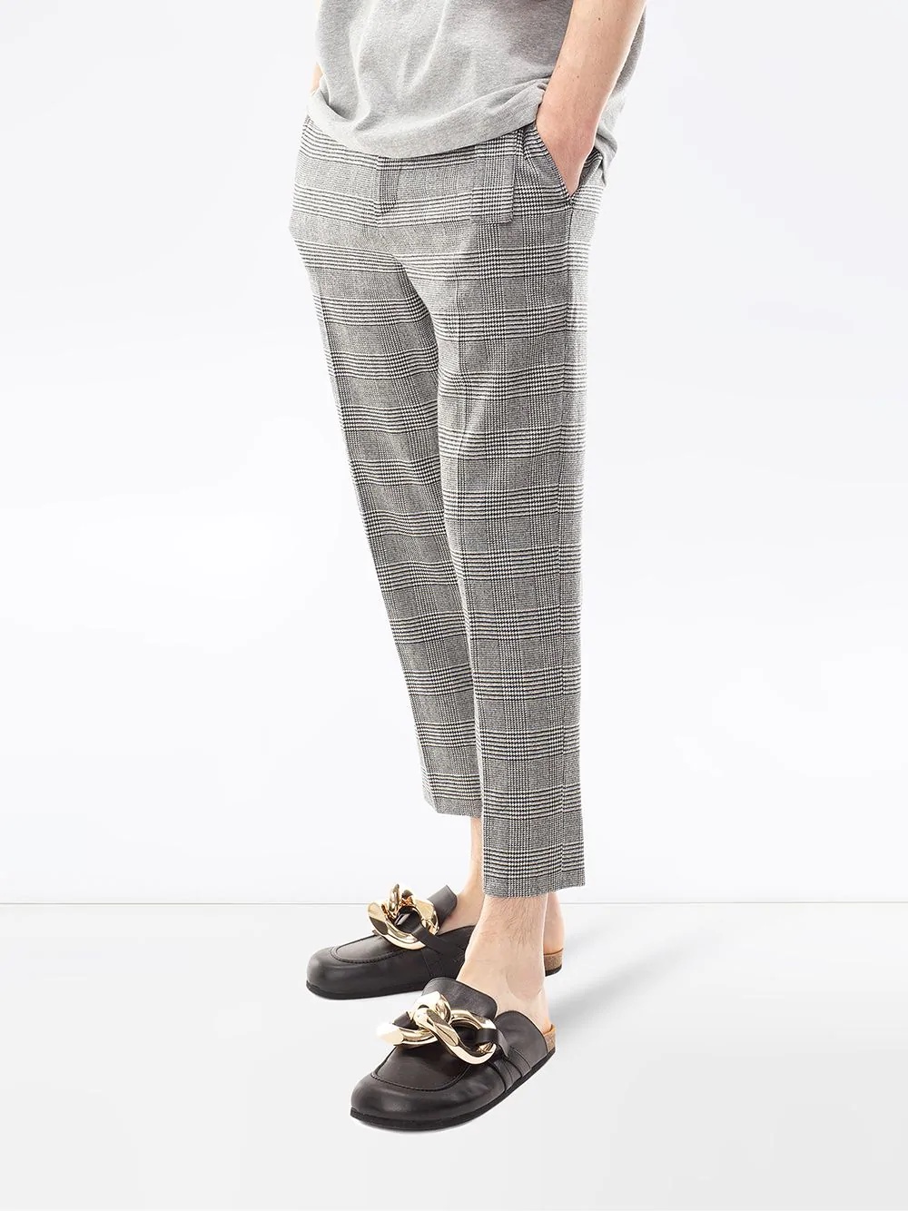 plaid cropped trousers - 3