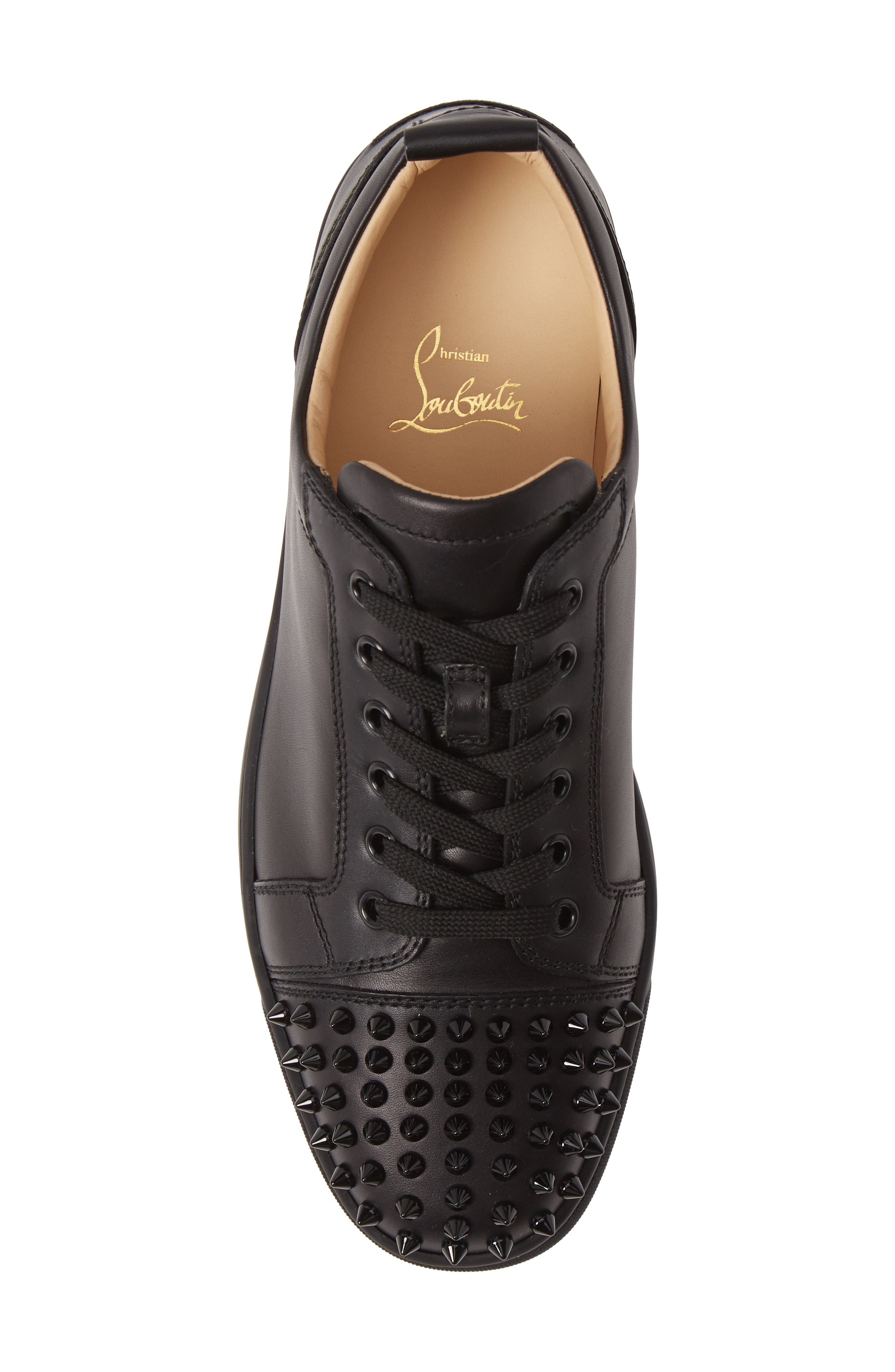 Christian Louboutin Louis Junior Spikes Sneaker in Black/Black at Nordstrom - 5