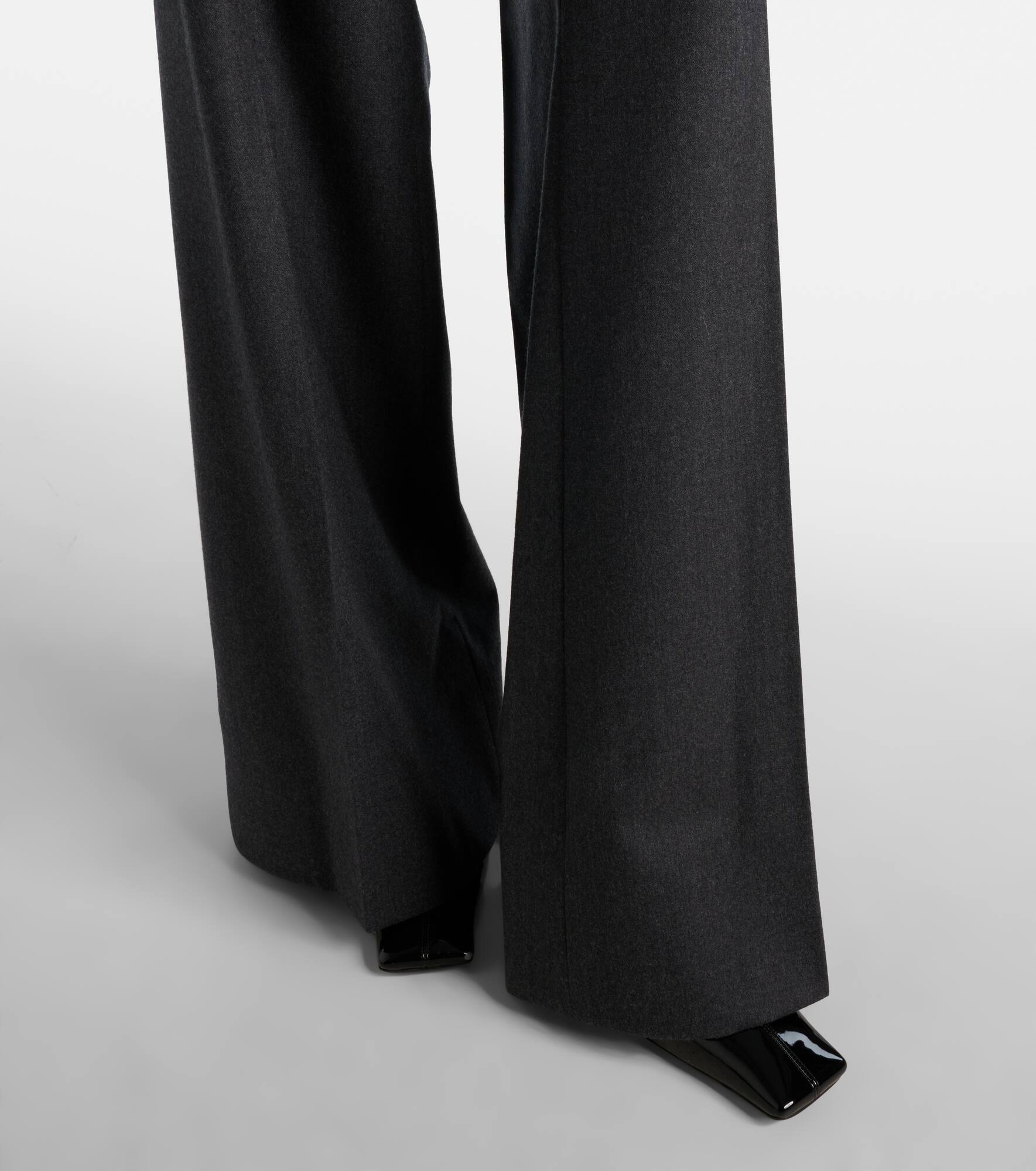 Wool flannel wide-leg pants - 5