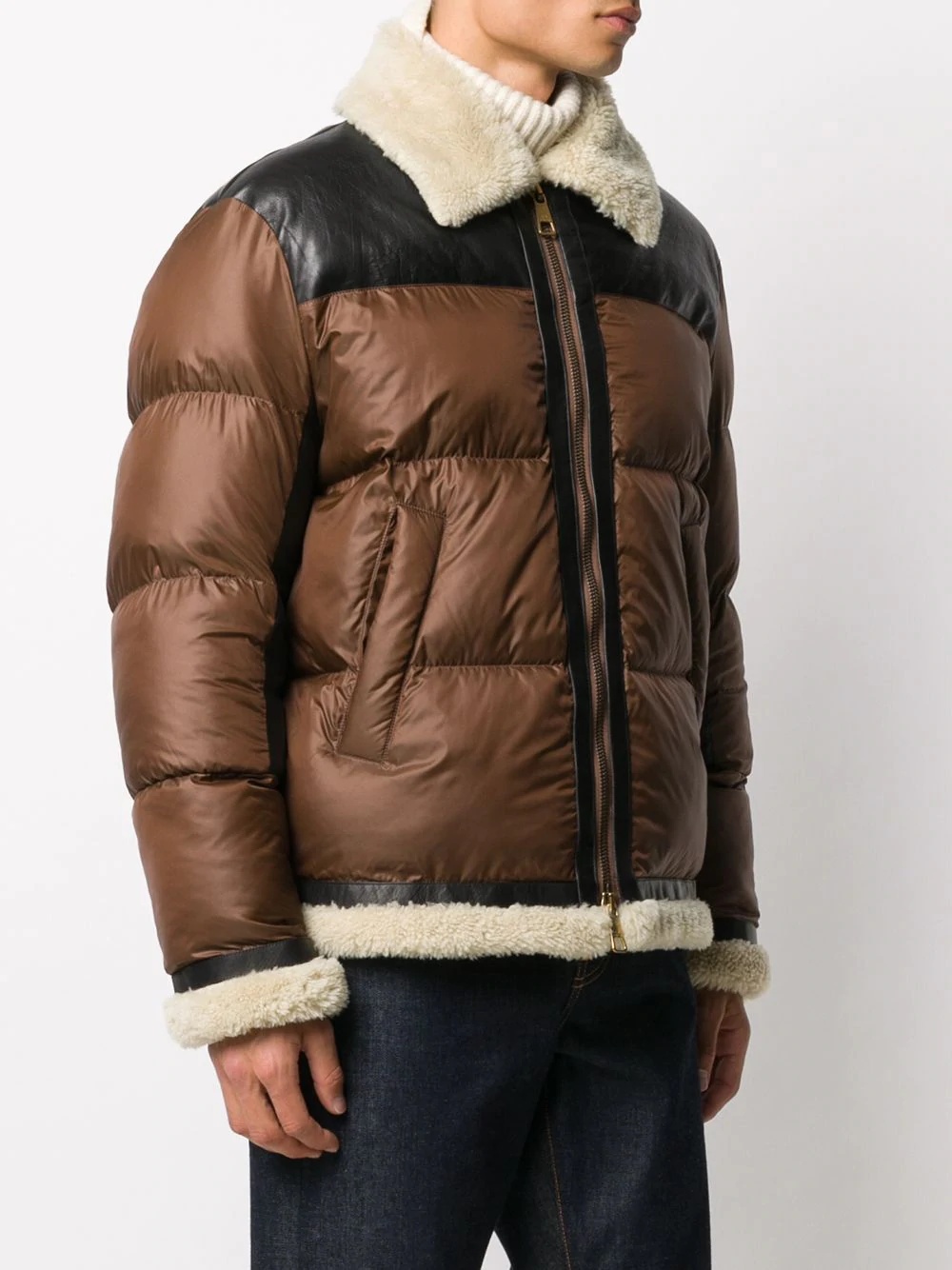 panelled zipped puffer jacket - 3