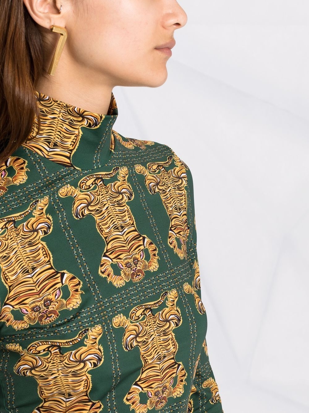 tiger tile-print turtleneck top - 3