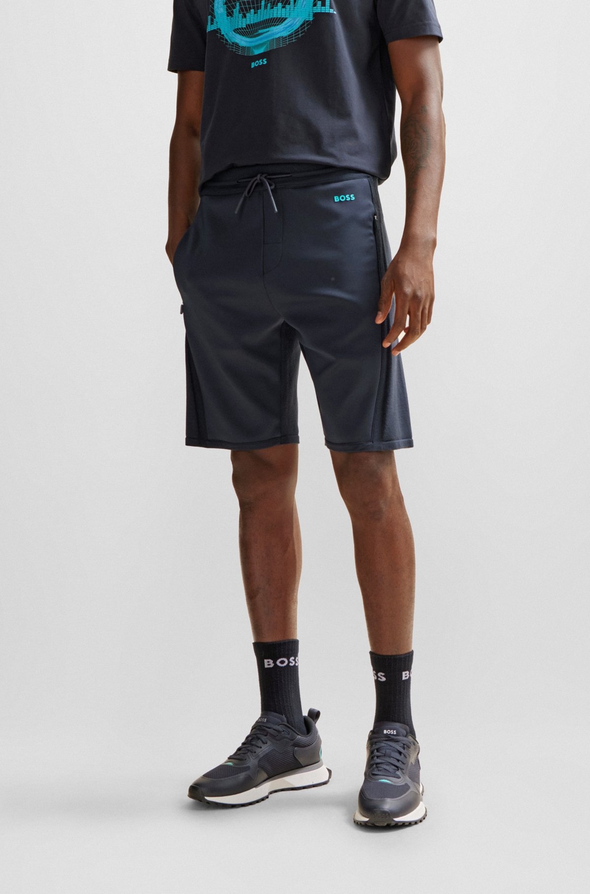 REGULAR-FIT SHORTS WITH CONTRASTING LOGO PRINT - 2