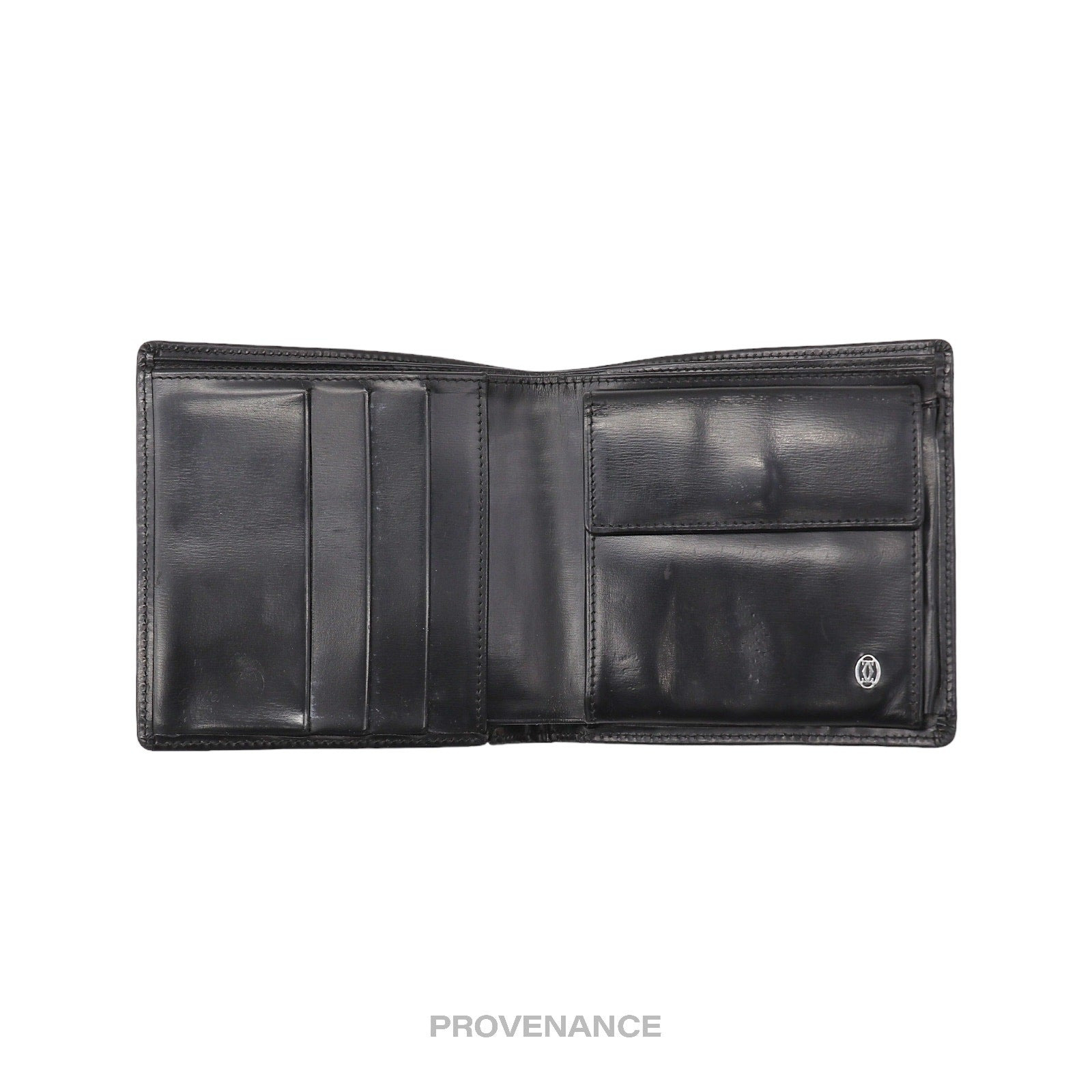 Cartier Logo Bifold Wallet - Black Leather - 5