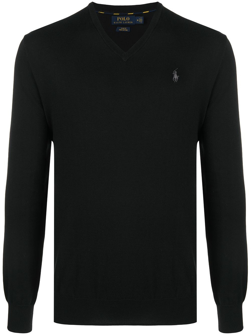 logo embroidered cotton jumper 1