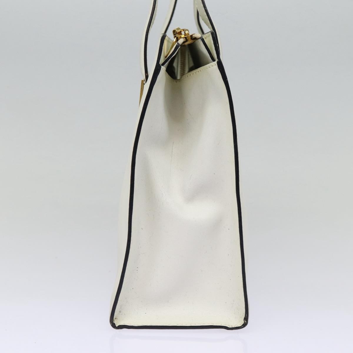 CELINE Hand Bag Leather White Gold - 4