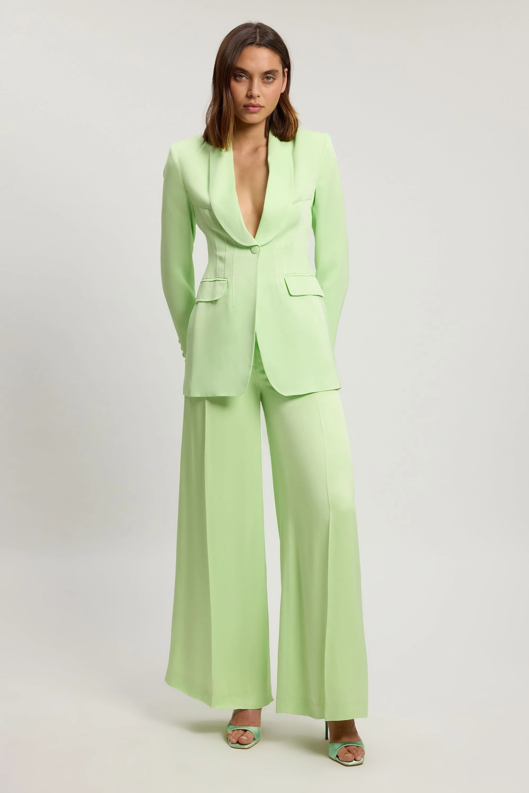 Petite Tailored Satin Kick Flare Trouser - 1