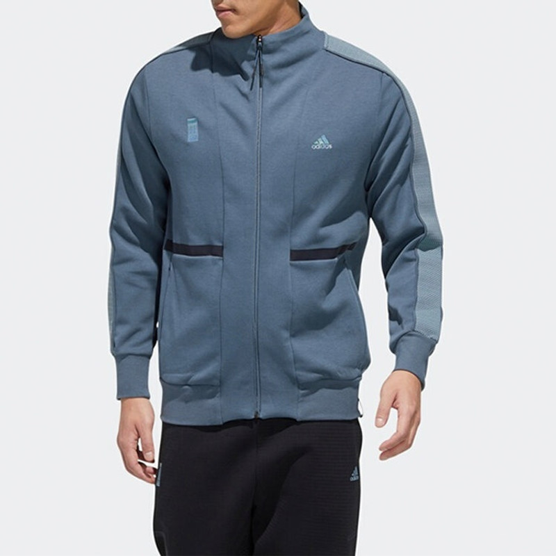 adidas adidas Cozy Sports Stand Collar Jacket Blue FM9357 outlook