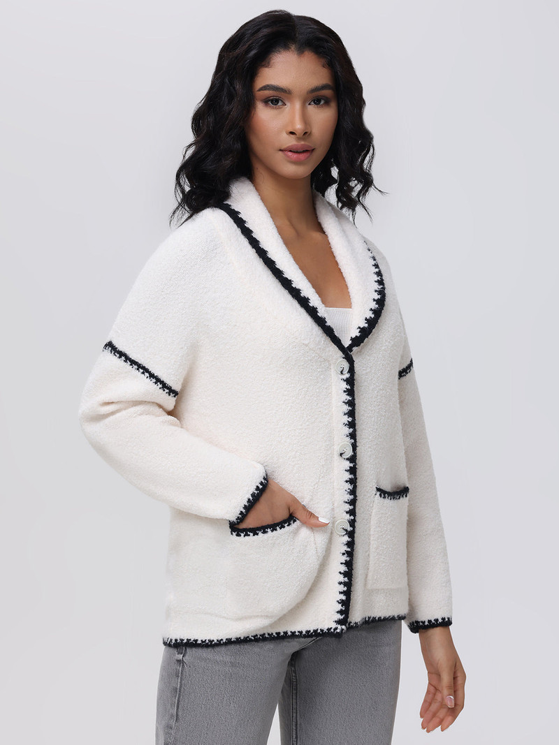 Tierney: Whipstitch Scarf Neckline Cardigan 2
