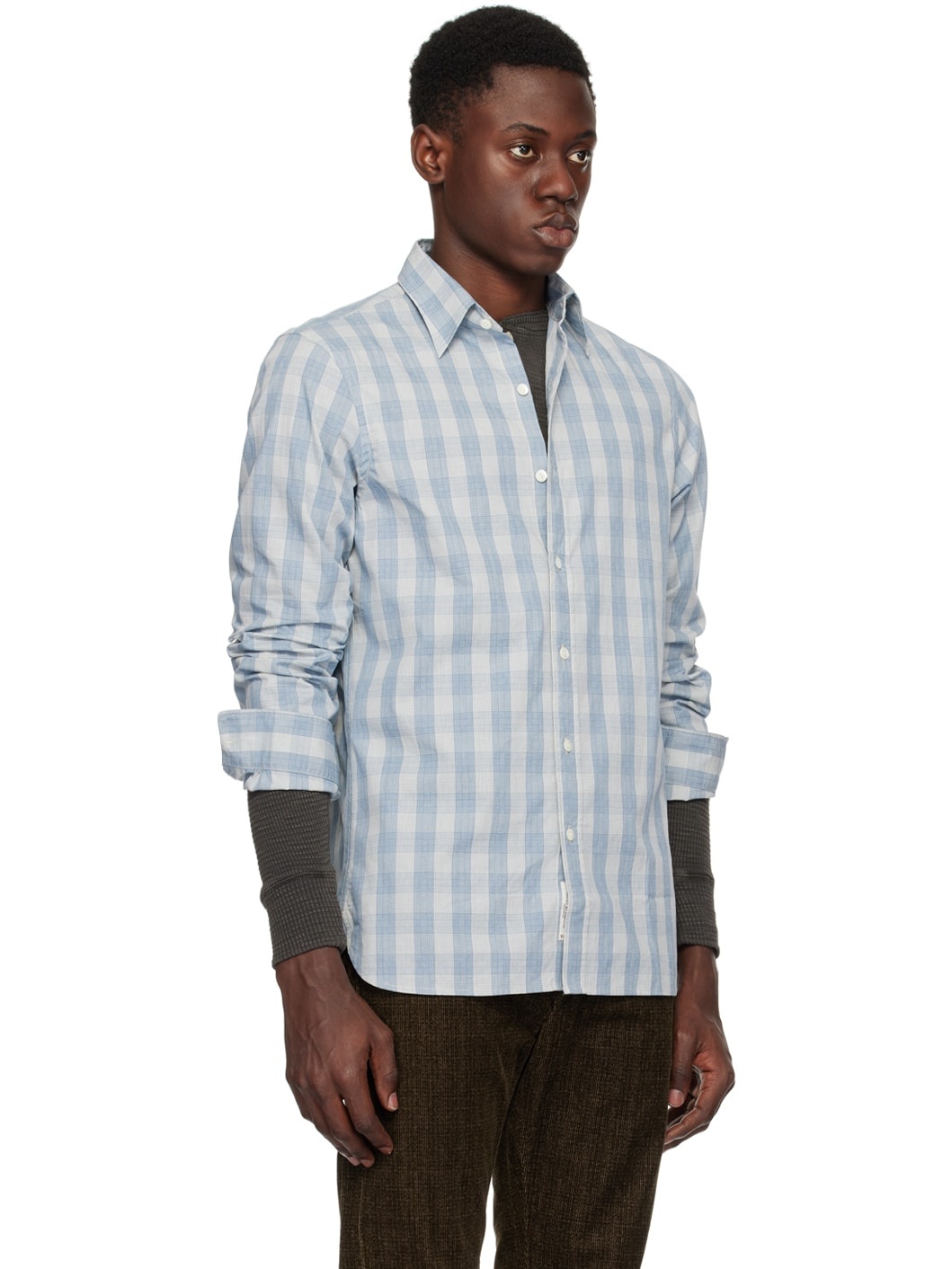 Blue & Off-White Check Shirt - 2