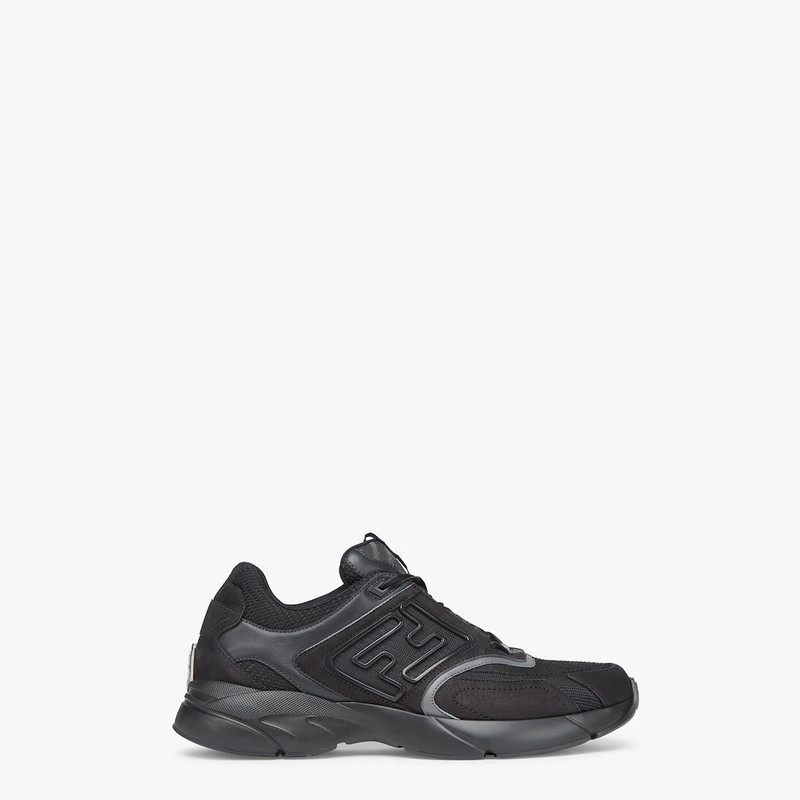 블랙 nubuck 가죽 낮은 탑 - 1