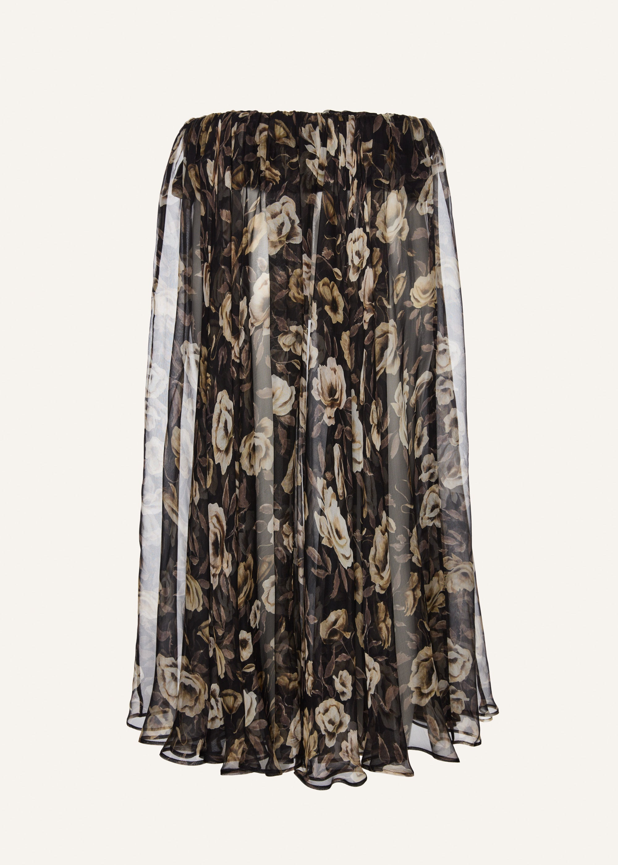 Sheer midi skirt in black print - 2