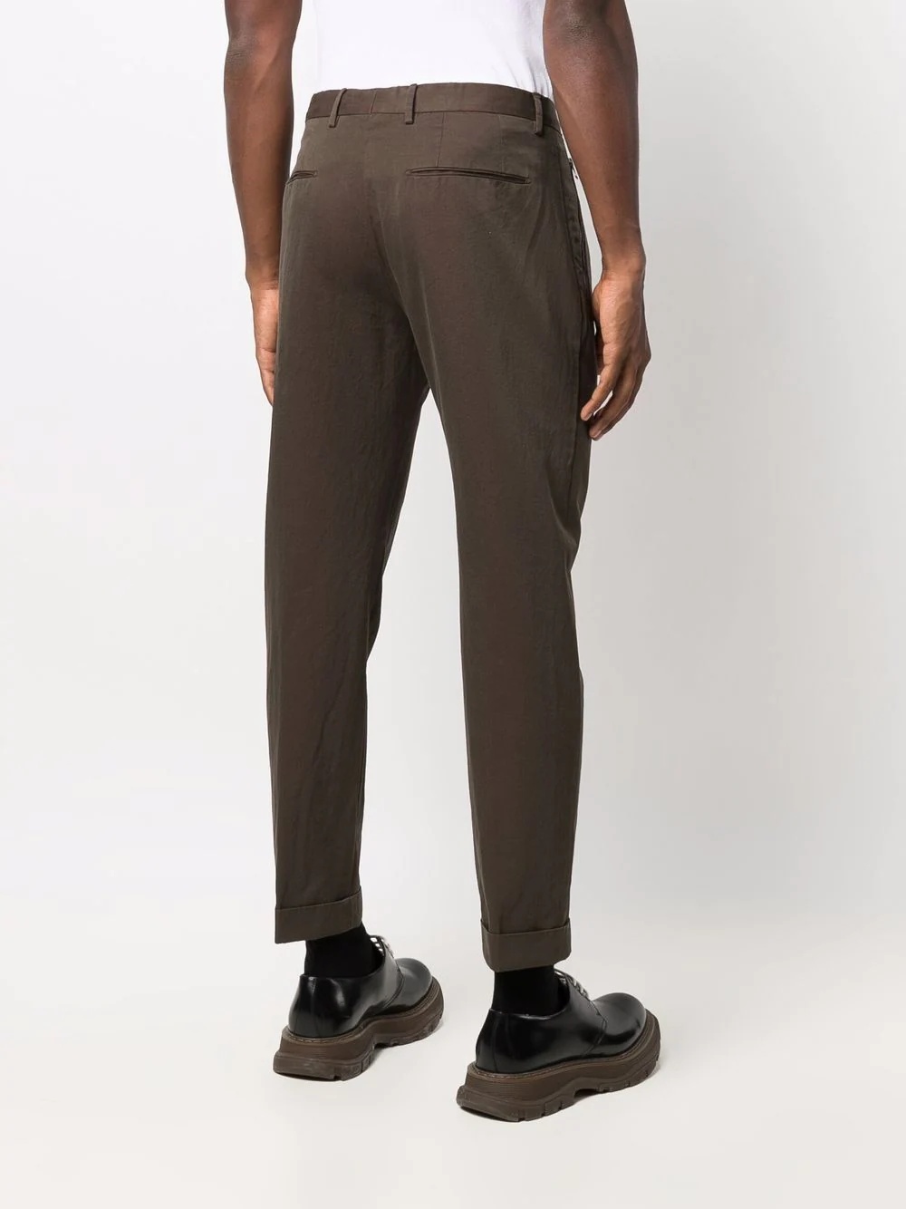 tapered-leg cotton trousers - 4