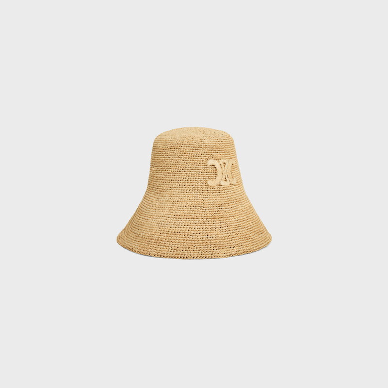 CELINE triomphe bucket hat in raffia outlook