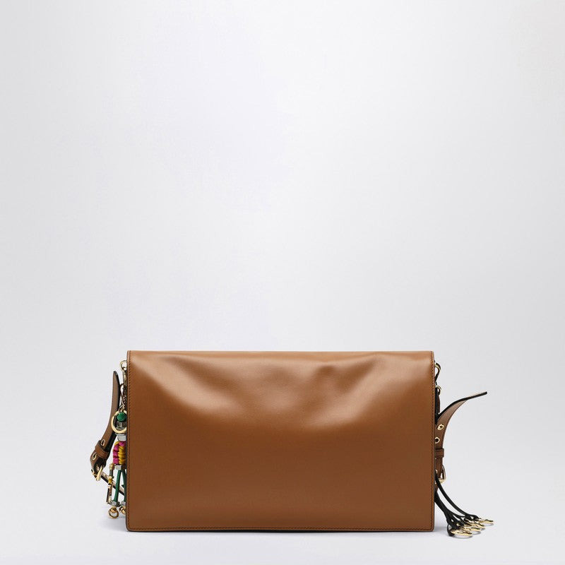 Prada Prada Soft Sound Large Caramel Leather Bag With Charms Women - 2