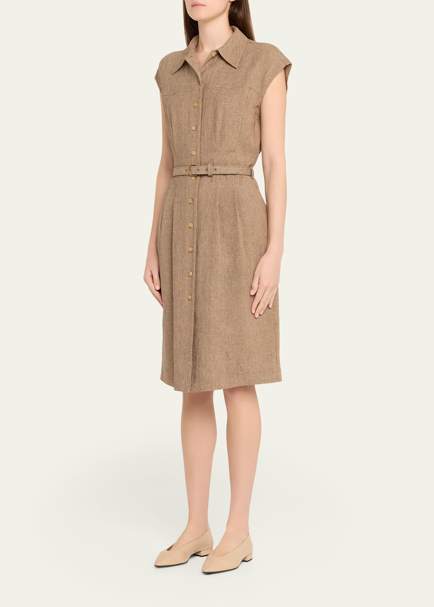 Maise Belted Woven Linen Shirtdress - 4